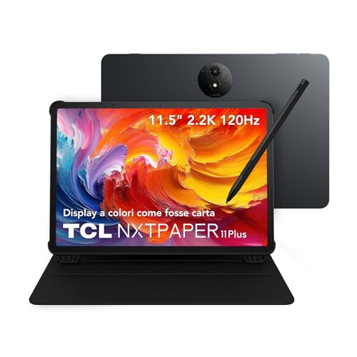 TCL Custodia per Tablet NXTPAPER 11 Plus - Cover Flip Slim in Pelle PU con 3 Angoli Regolabili, Design Magnetico per Stylus, Funzione Auto Sleep/Wake, Nero