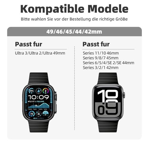 Metal Band for Apple Watch Ultra 3/2/1 49mm, Stainless Steel Replacement Strap for Apple Watch 49mm 46mm 45mm 44mm 42mm(Series 3 2 1), Series 11/10/9/8/7/6/5/4/3/2/1/1/SE