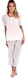 Pink Lady Women's Short Sleeve Top and Floral Print Capri Pant Pajama Set