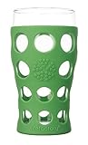 Lifefactory 20-Ounce BPA-Free Indoor and Outdoor Glassware 2-Pack with Protective Silicone Sleeve, Grass Green