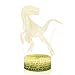 3D Illusion Velociraptor Dinosaur Night Lamp, 7 Color Change, Touch White Crack Base
