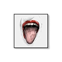 Framed Canvas Wall Art Sexy Lips Canvas Prints Home Artwork Decoration for Living Room,Bedroom - 16x16 inches
