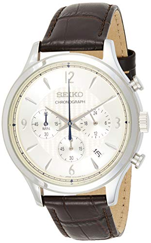 ایگرد | قیمت و خرید Seiko Mens Quartz Watch, Analog Display and Leather  Strap SSB341P1, Silver