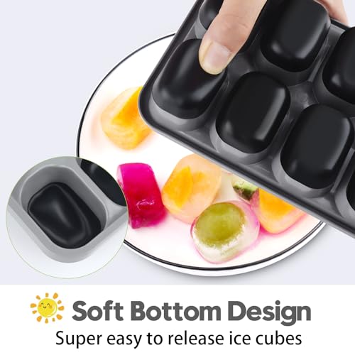 JRISBO Silicone Ice Cube Tray with Lid, BPA-Free, Pack of 4 Ice Cube Trays, Stackable & LFGB Certified, Safe Ice Cube Tray, Ice Cube Trays for Baby Porridge, Cocktail, Whiskey