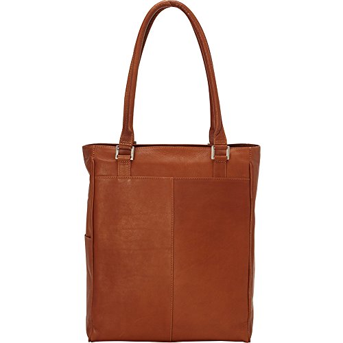 Piel Leather Vertical Laptop Tote, Chocolate, One Size