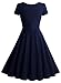 MissMay Women's Retro 1950s Short Sleeve A-Line Cocktail Party Swing Dress, C-navy Blue, Medium