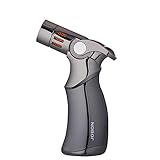 Jobon Black Quad Jet Straight Flame Butane Spray Torch Cigar Lighter One Second to Cool Down,Genuine Authorization ...