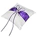 Remedios 2 Heart Rhinestones Ivory Satin Flower Girl Basket And Ring Pillow Set, Purple
