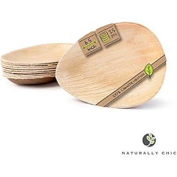 Naturally Chic Compostable Biodegradable Disposable Plates - Palm Leaf 6.5