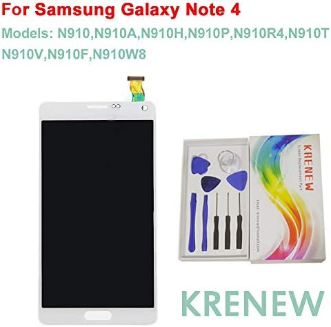 Touch Screen Replacement Digitizer Glass LCD Display & Repair Assembly Kit for Samsung Galaxy Note 4 N910 N910A N910F N910H N910P N910R4 N910T N910V N910W8 (White)
