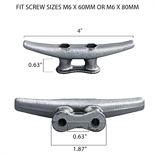 Simplified Living 4" Dock Cleat, Weatherproof Galvanized Cast Iron Boat