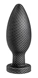 Medium Platinum Silicone Anal Butt Plug - Carbon Fiber Design - Sex Toy for Men and Women
