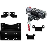 SuperATV Black Ops 3500 lb Winch with Winch Mounting Plate for 2014+ Honda Pioneer 700 / Honda Pioneer 700-4 | Complete Winch Kit Ready for Quick &amp; Easy Install | Powder Coated Heavy Duty Steel Plate