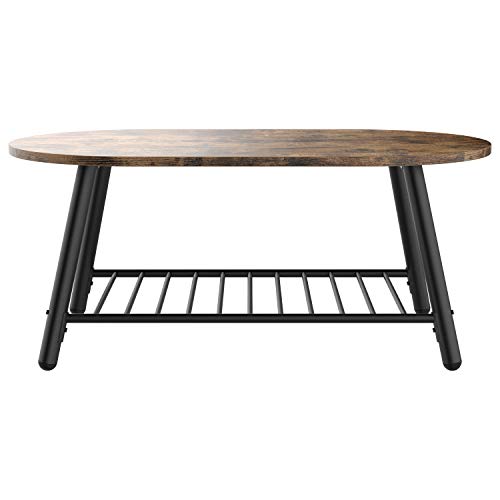 IRONCK Industrial Coffee Table for Living Room, with Storage Shelf