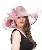 Saferin Lady Tea party Kentucky Derby Church Wedding Dress Church Hat Bridal Shower (SF4-Dark Pink)