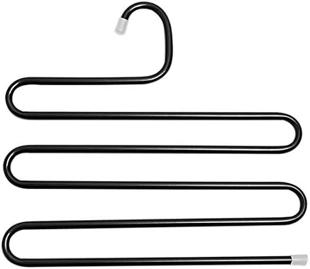 Vaste S Shape Metal Pants Hangers, Space Saver Storage Rack for Pants, Clothes, Tie, Bra ( 4 Pack black)