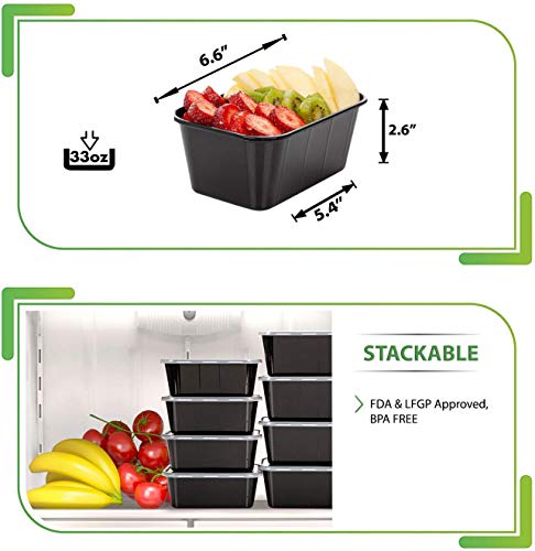 Food Containers Meal Prep Containers (30 Pack 33 Ounce) Plastic Food Containers with lids Food Prep Containers for Meal Prepping Plastic Food Storage Containers With Lids Plastic Containers With Lids