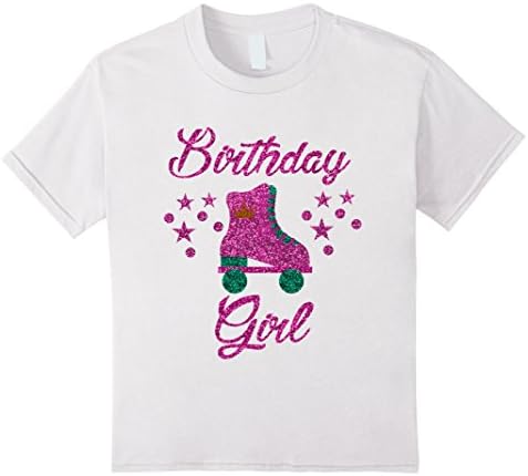 Kids Birthday Girl Purple Roller Skate T-Shirt 8 White