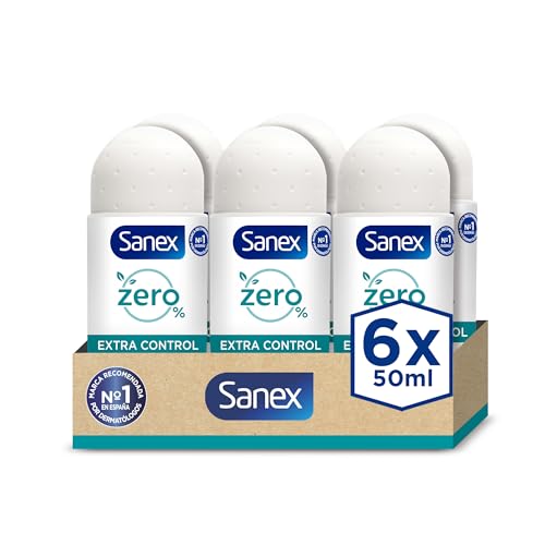 Zero% Extra Control, Desodorante Hombre o Mujer, Desodorante Roll-on, Protección 48H, Pack 6 Uds x 50ml
