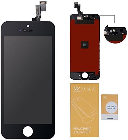 WEELPOWER LCD Touch Screen Digitizer Glass Display Replacement Assembly for iPhone 5S with Repair Tool (Black)