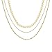 Fettero Dainty Gold Layered Choker Necklace Chain Handmade Beads 14K Gold Fill Boho Three Layer Choker