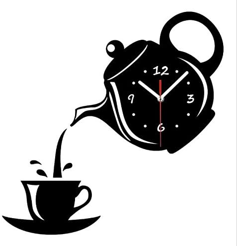 Amazon Com Diy 3d Wall Clock Acrylic Coffee Cup Teapot Shape