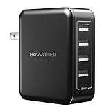 RAVPower USB Wall Charger 40W 8A 4-Port Multi-Port Travel Charger Charging Station, Compatible iPhone 11 Pro XS Max XR X, Ipad Pro Air Mini, Galaxy S9 S8 Note 8 Edge, Smartphone, Tablet and More