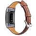 Oitom Slim Leather Bands Compatible Fitbit Charge 3 /Charge 3 SE Band Women Men Small Large,Slim Fashion Design Premium Leather Replacement Band Wrist Accessories Straps(Brown)