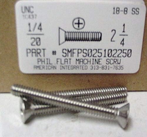 1/4-20x2-1/4 Flat Head Phillips Machine Screws Stainless Steel (10) - Durable and Sturdy, Good Holding Power in Different Materials