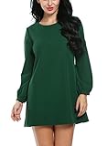 ACEVOG Women Casual Long Sleeve Solid Loose Cocktail Party A-Line Dress
