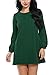 ACEVOG Fall Dress, Women's A-Line Casual Plain Long Sleeve Shift Dress (Large, Dark Green)