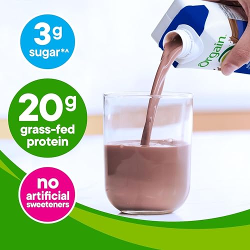 Orgain Clean Protein Shake, Grass Fed Dairy, Creamy Chocolate Fudge - 20g Whey High Protein, Kosher, Ready to Drink, Low Net Carbs, Gluten Free, No Soy Ingredients, 11 Fl Oz (Pack of 12)