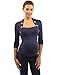 PattyBoutik Mama Button Embellished Ruched Maternity Top (Navy Blue M)