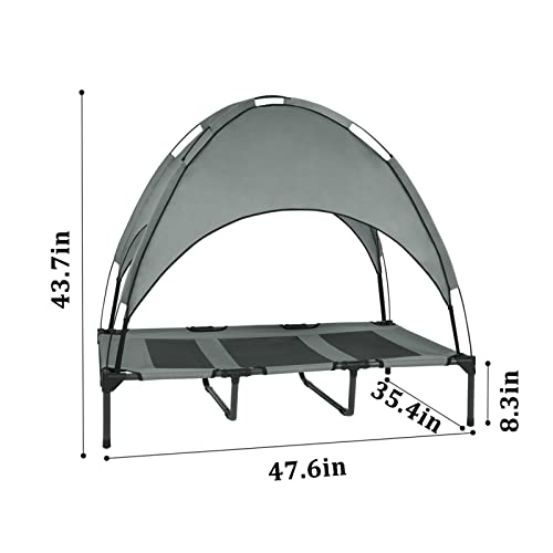 Outdoor Elevated Dog Bed with Canopy, Portable Raised Dog Ded for Large