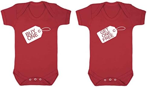 TWINS Buy one get one free baby vest babygrow 2 pack set (0-3 months, RED)