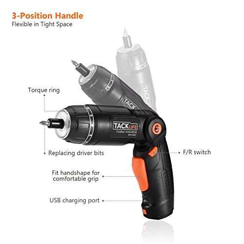 TACKLIFE Cordless Screwdriver, 3.6V 2.0Ah Electric Screwdriver