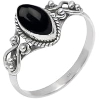 Black Onyx Gemstone Handmade 925 Sterling Silver Jewelry Ring Size 8.5