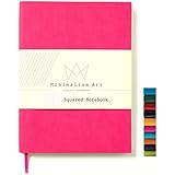 Minimalism Art | Soft Cover Notebook Journal, Size:5.8"X8.3", A5, Magenta, Squared Grid Page, 192 Pages, Fine PU Leather, Premium Thick Paper - 100gsm | Designed in San Francisco