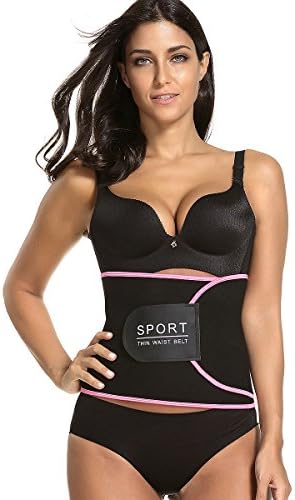 Waist Trimmer Belt, Movwin Adjustable Abdominal Trainer for Women and Men Weight Loss Wrap with Sauna Suit Effect (Pink)