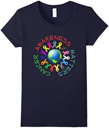 Women's All Cancer Ribbons for All Cancer Awareness T-Shirt XL Navy