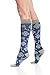 VIM&VIGR Women's 15-20 mmHg Compression Socks: Queen's Floral - Blue & Charcoal (Cotton) (Large)