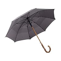 UK Designed-Balios Prestige Walking Stick Umbrella-Bamboo Handle-Double Canopy (Metallic Gray)