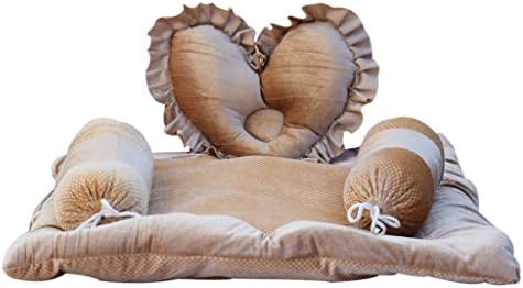 Safe N Cute Baby Emboss Velvet Full Sleeping Set With Dil Pillow (Brown) Age( 0 - 6 Months)