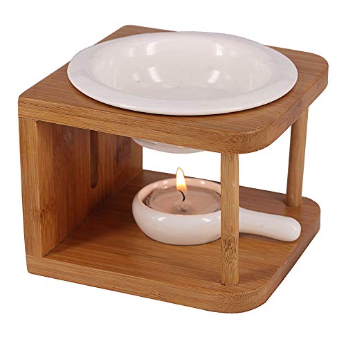 Singeek-Upgraded-100ML-Ceramic-Essential-Oil-BurnerWax-Melt-Warmer-with-Tea-Light-HolderCool-Home-Fragrance-Diffuser-for-Spa-Yoga-Meditation-Bamboo-Wood