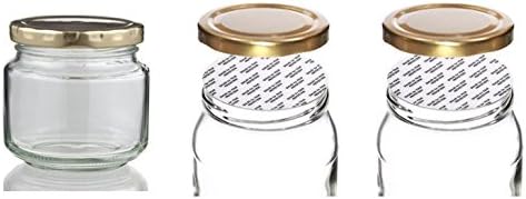 Withjenny Glass Storage Container Jars With Lids, 250ml Set Of 3, Heat Cut Shrink Clear Bands For Caps Sealed For Food Protection