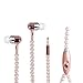 Plaviya Pearl Necklace Earphones Pearl Beads Jewelry Headphones with Mic & Volume Control Stereo Pearl Earphones Female Noise Cancelling 0.35 mm in-Ear Headset
