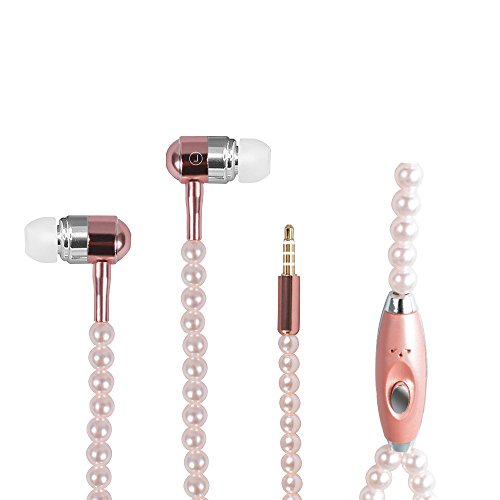 Plaviya Pearl Necklace Earphones Pearl Beads Jewelry Headphones with