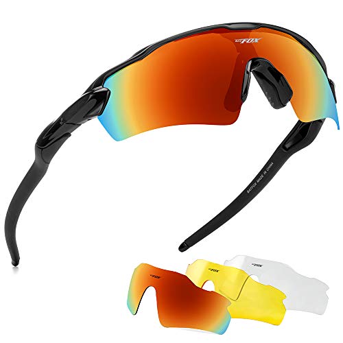 BATFOX Polarized Sports Sunglasses Glasses TAC Running Cycling Baseball Fishing Golf Softball Outdoor for Men Women Youth Interchangeable Lenses Tr90 Unbreakable Frame 100% UV Protection(Colorful) - Thumbnail 6