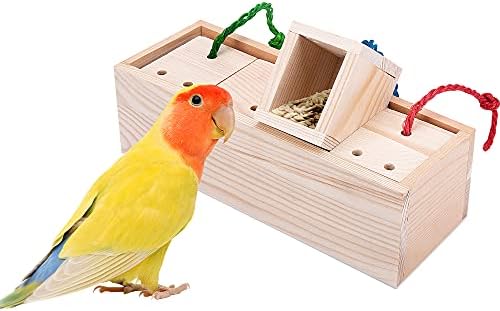 NeoStyle Bird Foraging Box Toy,Wooden Training Parrot Feeder Toys