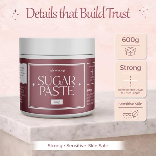 Strong sugar paste - hair removal sugaring for smooth skin - hypoallergenic & for sensitive skin - removes hair from 5mm - 600g